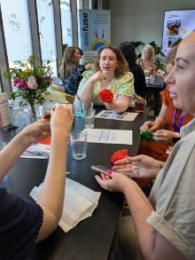 Creating and connecting during the Romany paper flower making